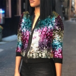 Colors Long Sleeve Sequins Women Jacket