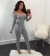 Light Gray Low-cut Cotton Long Sleeve Sexy Jumpsuit