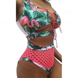 Green Women Printed High Waist Bikini