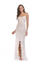 White Low-cut Lace Sexy Women Long Dress