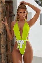 Green Halter Sexy One-Piece Swimwear