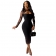 Black Long Sleeve Lace Low-Cut Bodycons Midi Dress