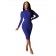 Blue Long Sleeve Lace Bodycons Midi Dress