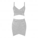 White Sleeveless Halter Gilding Sexy Bandage Party Dress