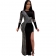 Black Long Sleeve Rainstones Bodycons Slit O-Neck Evening Dress