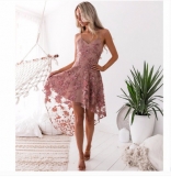 Pink Halter Sexy Lace Skirt Dress