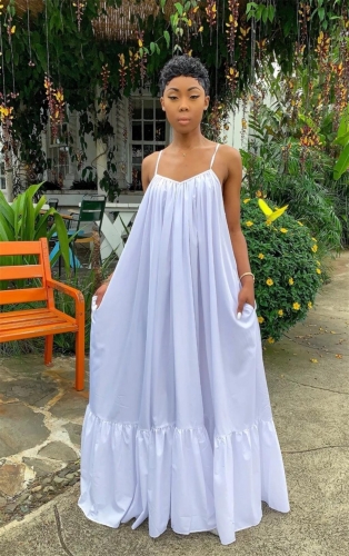 White Halter V-Neck Women Fashion Maxi Dress