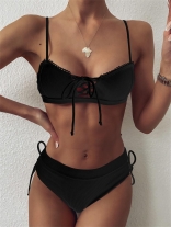 Black Halter Sexy Bandage Swimwear