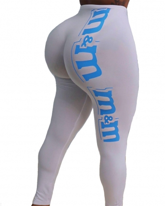 White Printed Bodycons Sports Leggings
