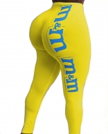 Yellow Printed Bodycons Sports Leggings