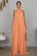 Orange Sleeveless Halter Neck Mesh Women Fashion Jumpsuit