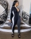 Black Long Sleeve Deep V-Neck Cottons Sexy Jumpsuit