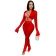 Red Long Sleeve Deep V-Neck 2PCS Sexy Jumpsuit