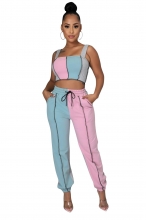 Pink Halter Boat-Neck 2PCS Women Fashion Jumpsuit