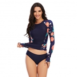 RoyalBlue Long Sleeve Printed Surfing Swimwear