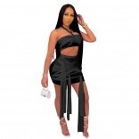 Black Sleeveless Mesh 2PCS Sexy Club Bandage Mini Dress