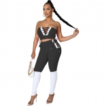 Black V-Neck Off-Shoulder 2PCS Bandage Sexy Jumpsuit