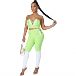 Green V-Neck Off-Shoulder 2PCS Bandage Sexy Jumpsuit