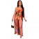 Orange Off-Shoulder Printed 2PCS Slited Women Maxi Dress