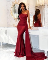 Red Sleeveless Fashion Women Evening Long Dress