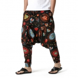 Black Cotton Printed Men's Fashion Haren Pants