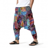 Blue Cotton Printed Men's Fashion Haren Pants