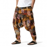 Yellow Cotton Printed Men's Fashion Haren Pants