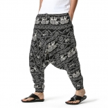 Grey Cotton Printed Men's Fashion Haren Pants