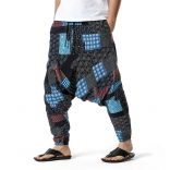 Blue Cotton Printed Men's Fashion Haren Pants