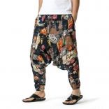 Yellow Cotton Printed Men's Fashion Haren Pants
