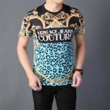 Blue Printed Short Sleeve Men's T-Skirt