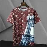 Brown Short Sleeve Printed Men's Fashion T-Skirt