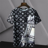 Black Short Sleeve Printed Men's Fashion T-Skirt