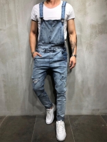 LightBlue Halter Jeans Men's Fashion Overalls