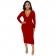 Red Deep V-Neck Long Sleeve Bodycons Women Midi Dress