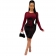 Red Long Sleeve O-Neck Lace-up Bandage Women Mini Dress