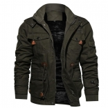 Green Long Sleeve Fashion Woolen Men's Jacket