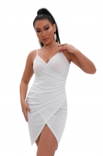 White Halter V-Neck Sexy Silk Fashion Women Mini Dress