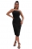Black Sleeveless Halter Boat-Neck Silk Women Bodycons Midi Dress