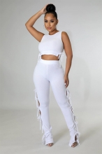 White Sleeveless O-Neck Bandage Sexy Women Jumpsuit