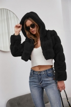 Black Long Sleeve Short Feather Women Fashion Hat Coat