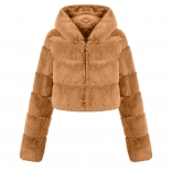 Brown Long Sleeve Short Feather Women Fashion Hat Coat
