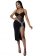 Black Sleeveless Halter Mesh Rhinestone Fashion Midi Dress