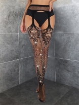 Black Sexy Halter Lace Diamond Bodystocking