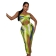 Green Sleeveless V-Neck Printed Bodycon Women Midi Dress