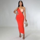 Red Sleeveless Halter Fashion Women Midi OL Dress