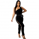 Black Sleeveless Halter Bandage Women Sexy Sexy Jumpsuit