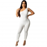 White Sleeveless Halter Bandage Women Sexy Sexy Jumpsuit