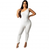 White Sleeveless Halter Bandage Women Sexy Sexy Jumpsuit