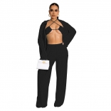 Black Long Sleeve Sexy Underwear Fashion Summer Women Jumpsuit Sets